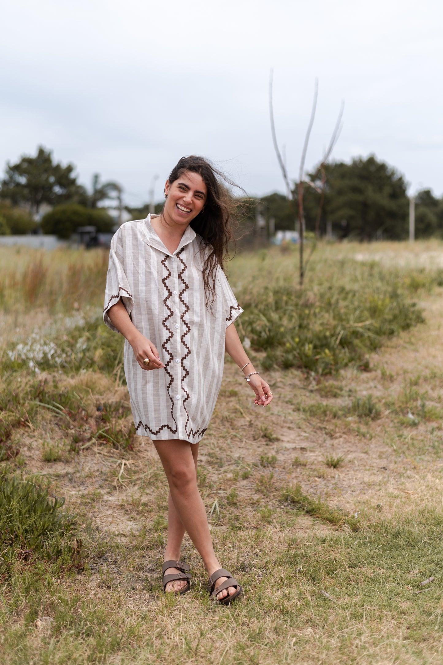 Camisa Beige + Marrón