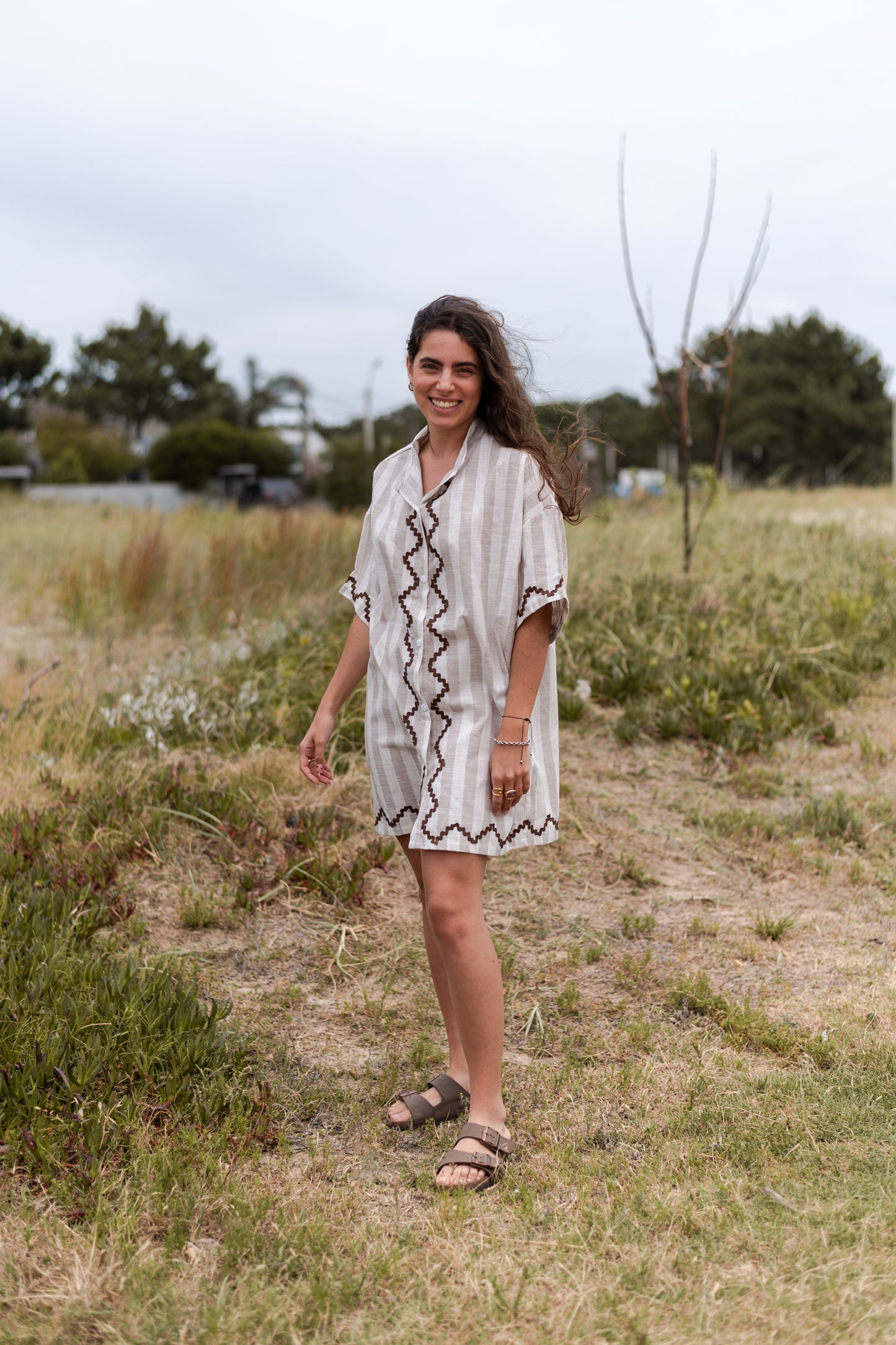 Camisa Beige + Marrón