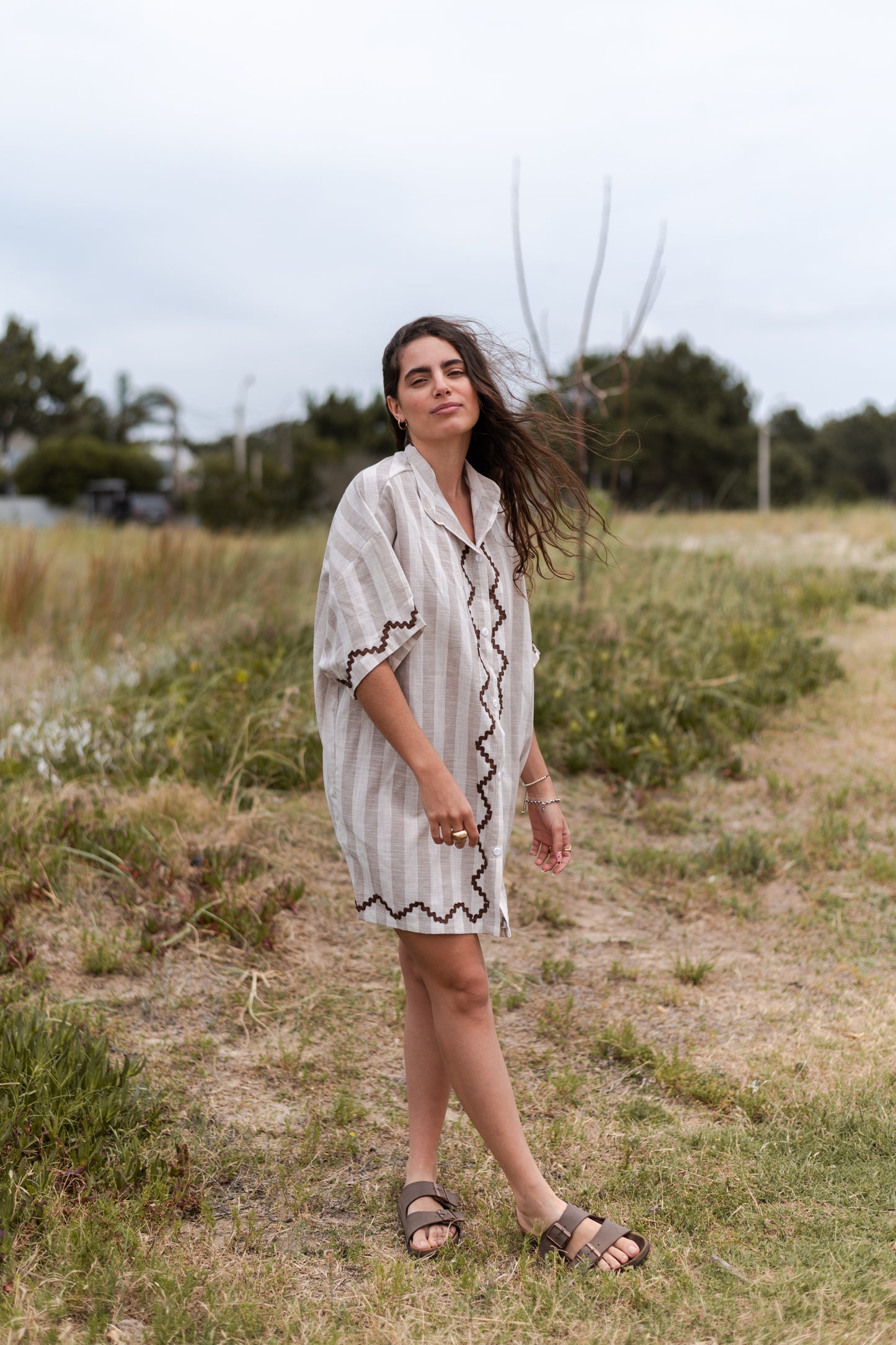 Camisa Beige + Marrón