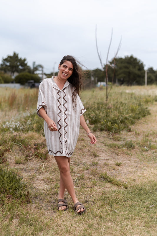 Camisa Beige + Marrón