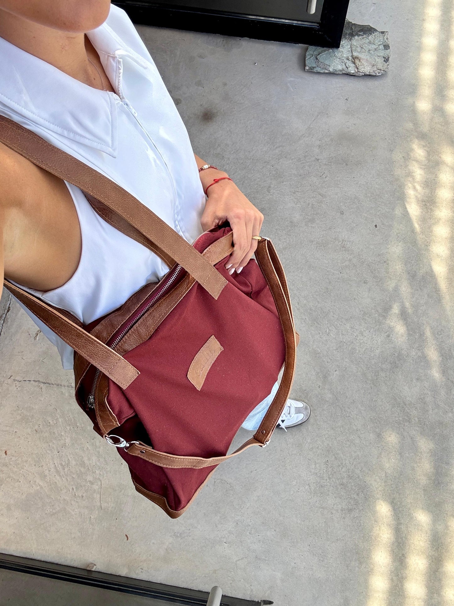 Bolso Cuero BORDO CON MARRON