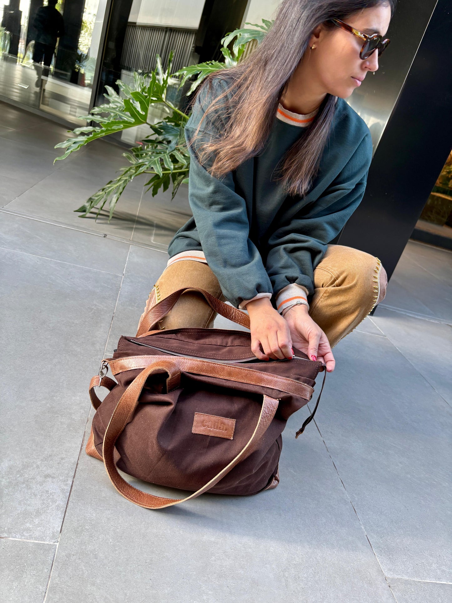 Bolso Cuero MARRÓN CON MARRON